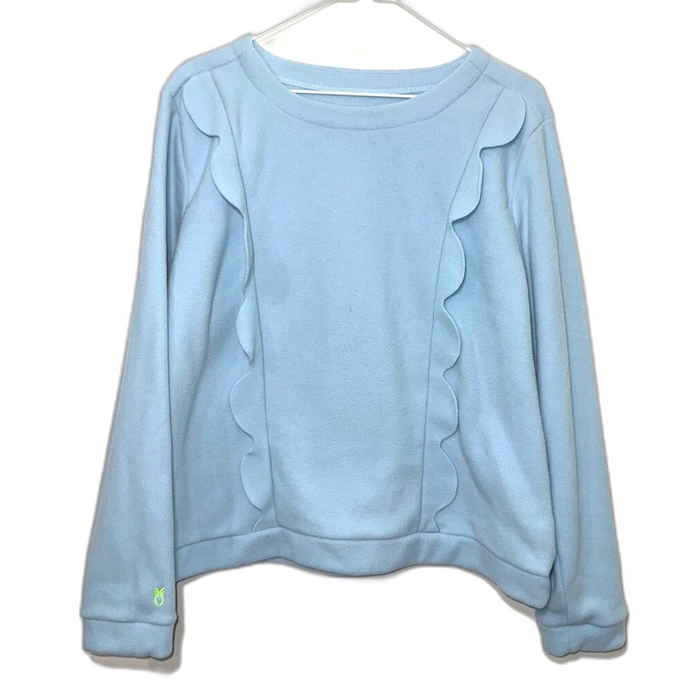 Tuckernuck Dudley Stephens Scalloped Ruffle Trim In Vello Fleece - Baby Blue XL